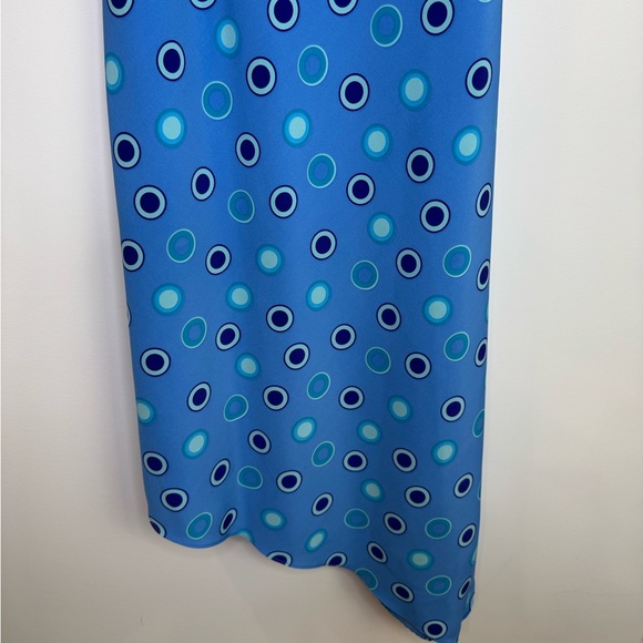 Vintage Y2K Blue Polka Dot asymmetric spaghetti strap Dress size 10 - Picture 4 of 8